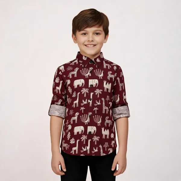 Maroon_Cotton_Regular_Fit_Printed_Shirt_For_Boys