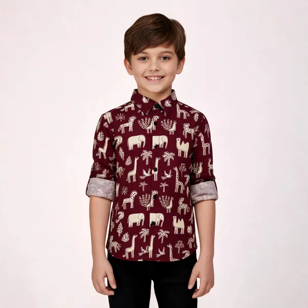 Maroon_Cotton_Regular_Fit_Printed_Shirt_For_Boys
