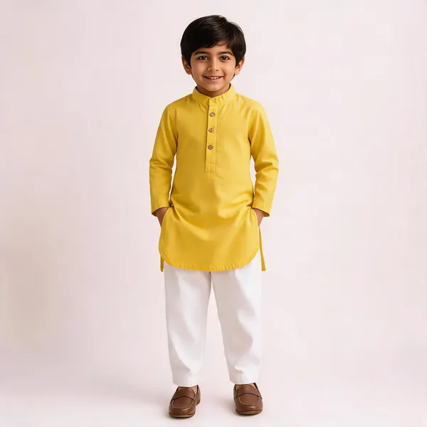 Yellow_Cotton_Traditional_Kurta_Pajama_Set_For_Boys