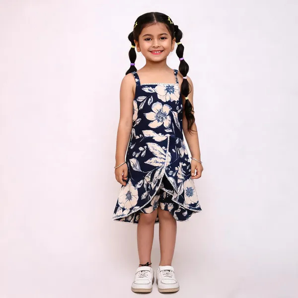 Navy_Blue_Cotton_Floral_Print_Sleeveless_Dress_For_Girls