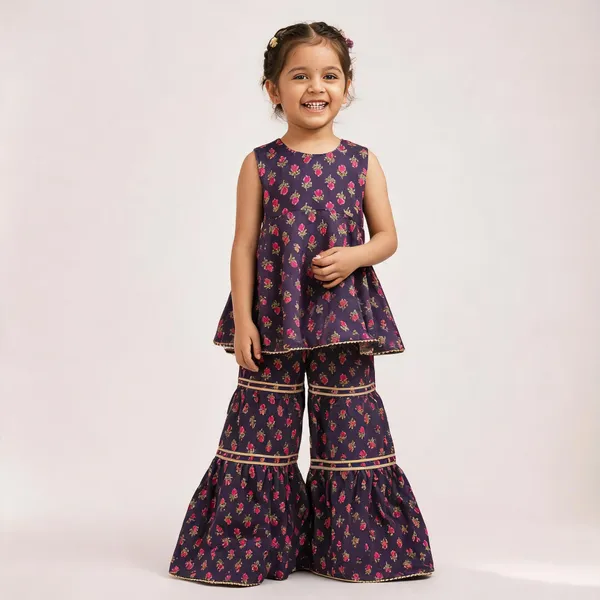 Purple_Cotton_Floral_Print_Sharara_Set_For_Girls