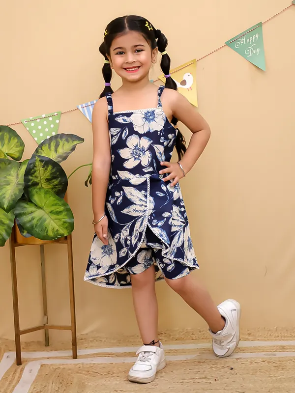 Navy_Blue_Cotton_Floral_Print_Sleeveless_Dress_For_Girls