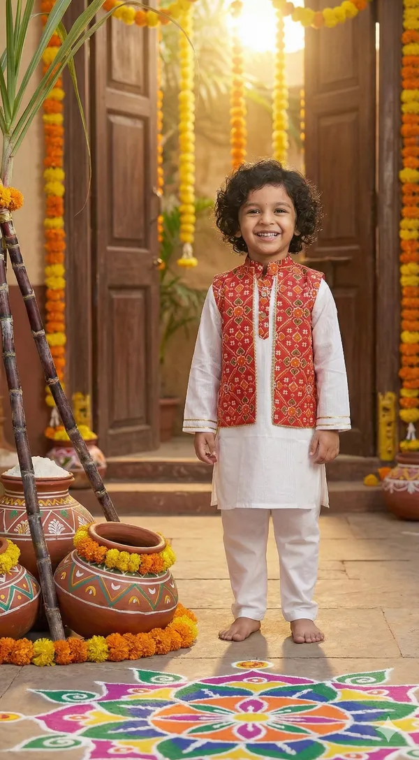 White_&_Red_Cotton_Straight_Fit_Printed_Kurta_Set_For_Boys
