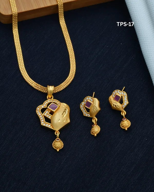 Gold_Tone_Alloy_Purple_Stone_Studded_Necklace_Earrings_Set_For_Women