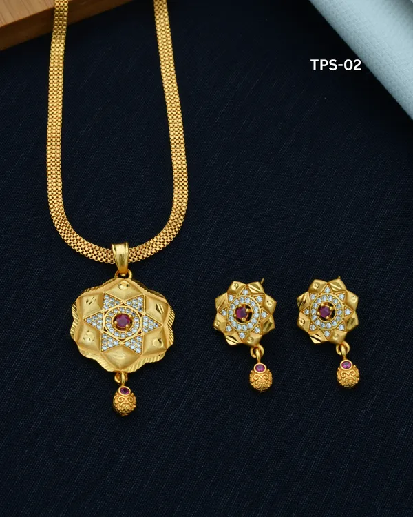Gold_Tone_Floral_Geometric_Statement_Necklace_And_Earrings_Set_For_Women
