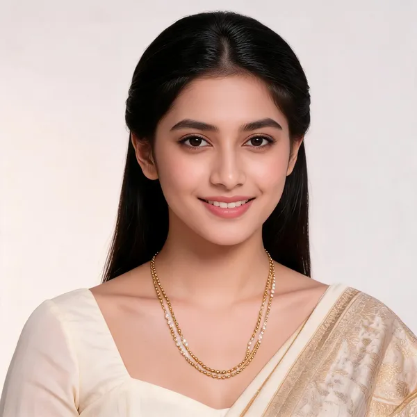 Gold_Tone_Alloy_White_Bead_Layered_Long_Necklace_For_Women