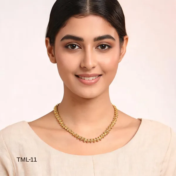 Gold_Tone_Alloy_Floral_Motif_Link_Necklace_For_Women
