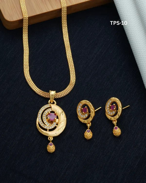 Gold_Tone_Purple_Stone_Circular_Necklace_And_Earrings_Set_For_Women