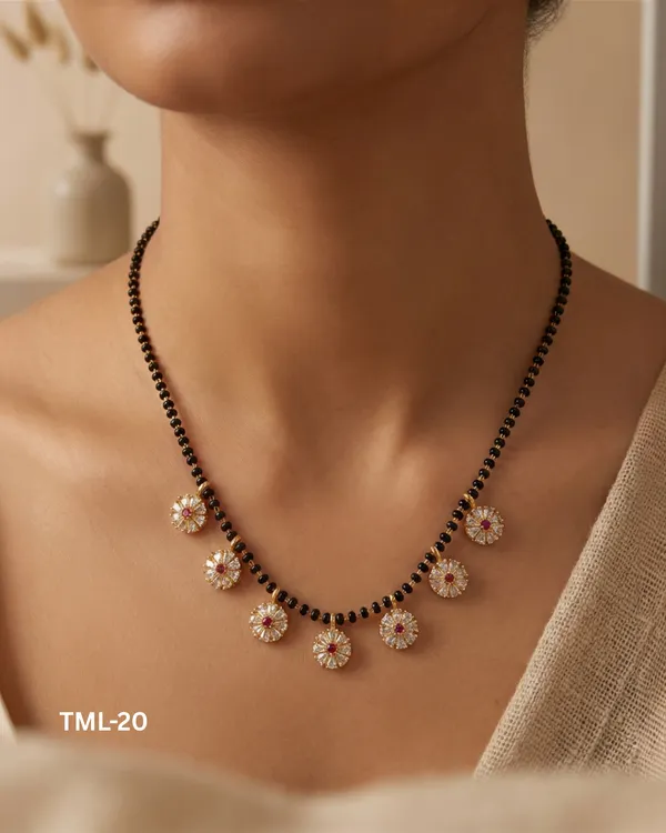 Black_Gold_Tone_Beaded_Floral_Charm_Mangalsutra_For_Women