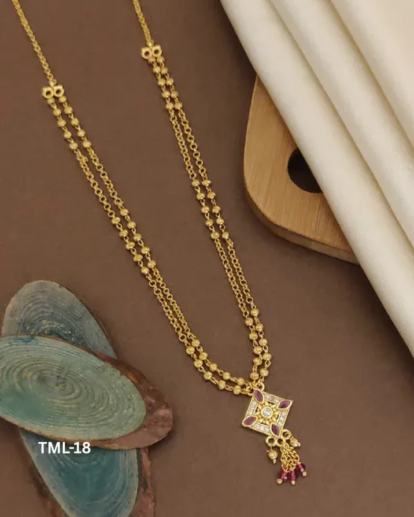 Gold_Black_Tone_Double_Chain_Square_Pendant_Mangalsutra_For_Women