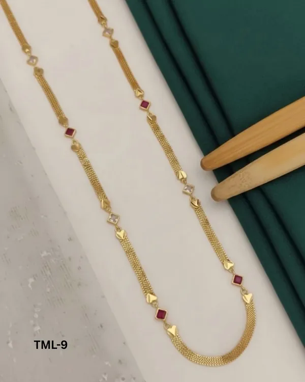 Gold_Tone_Alloy_Red_Stone_Geometric_Link_Chain_Necklace_For_Women