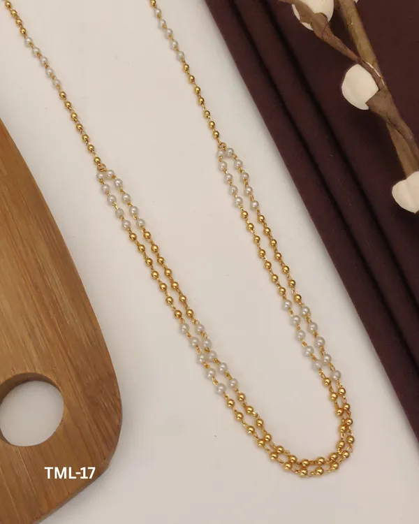 Gold_Tone_Alloy_White_Bead_Layered_Long_Necklace_For_Women