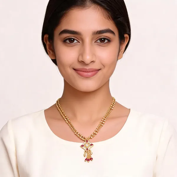 Gold_Black_Tone_Double_Chain_Square_Pendant_Mangalsutra_For_Women