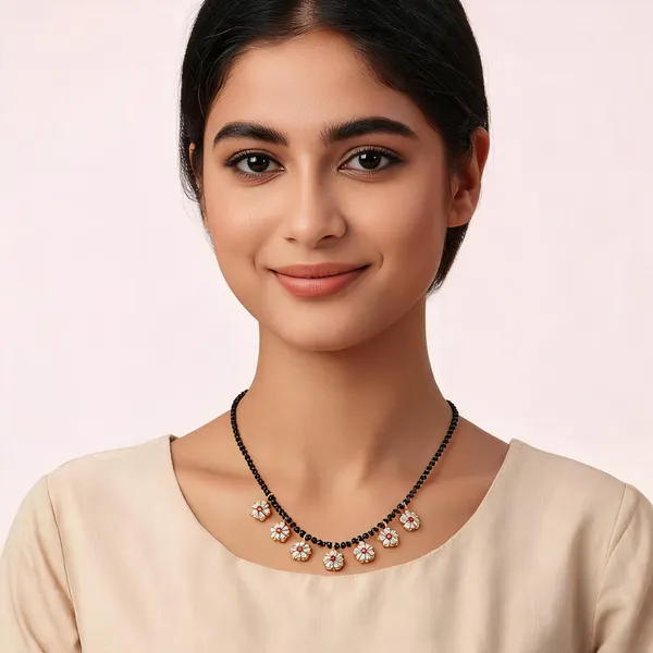 Black_Gold_Tone_Beaded_Floral_Charm_Mangalsutra_For_Women