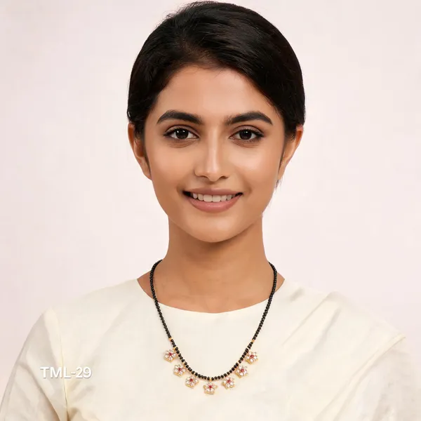 Black_Gold_Tone_Beaded_Floral_Charm_Mangalsutra_For_Women