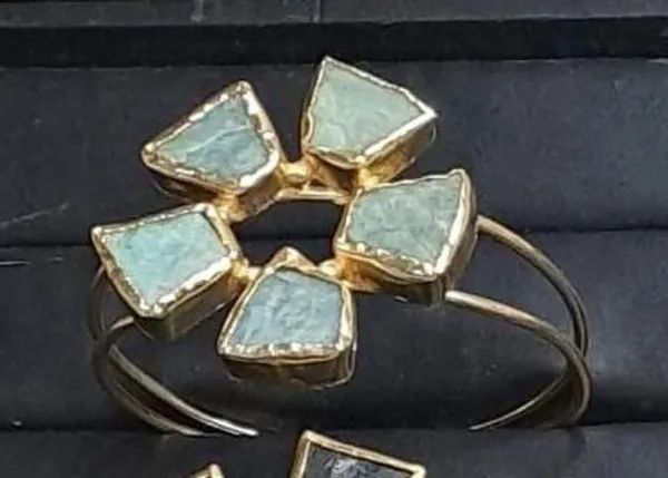 Gold___And_Green_Plated_Brass_Semi_Precious_Stone_Bracelet_For_Women