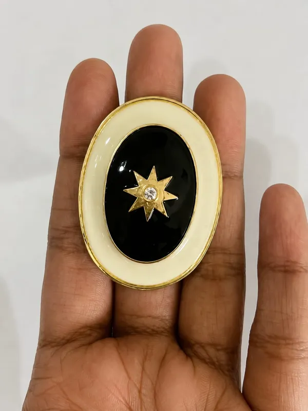 Gold_Black_White_Enamel_Plated_Brass_Handmade_Ring_For_Women