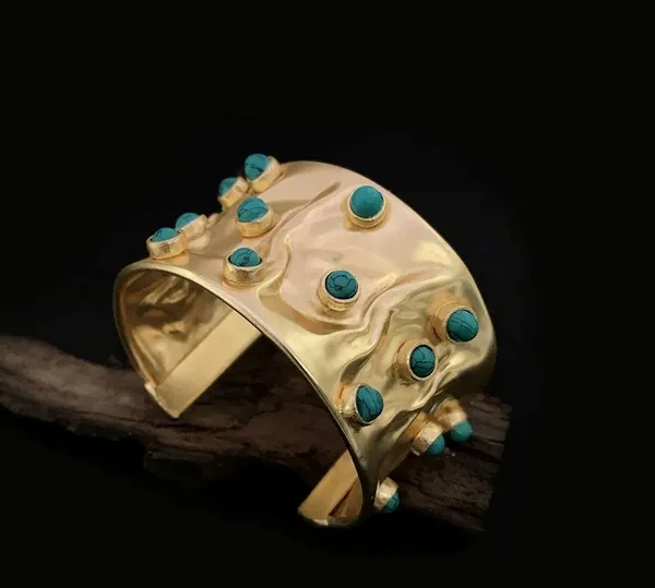 Gold___And_Turquoise_Stone_Gold_Plated_Brass_Bracelet_For_Women