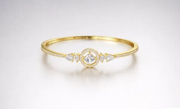 Gold_Cz_Round_Crystal_Motif_Slim_Open_Bangle_For_Women
