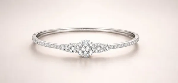 Silver_Cz_Cluster_Stone_Open_Bangle_For_Women