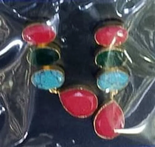Gold_Plated_Brass_Red_Green_Turquoise_Stone_Earrings_For_Women