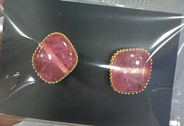 Gold___And_Pink_Brass_Semi_Precious_Stone_Earrings_For_Women