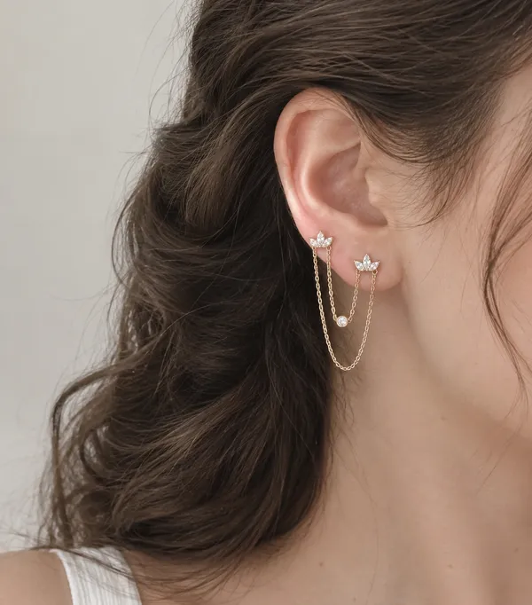 FLORÉA_–_Gold-Plated_Stainless_Steel_CZ_Double-Piercing_Single_Earring