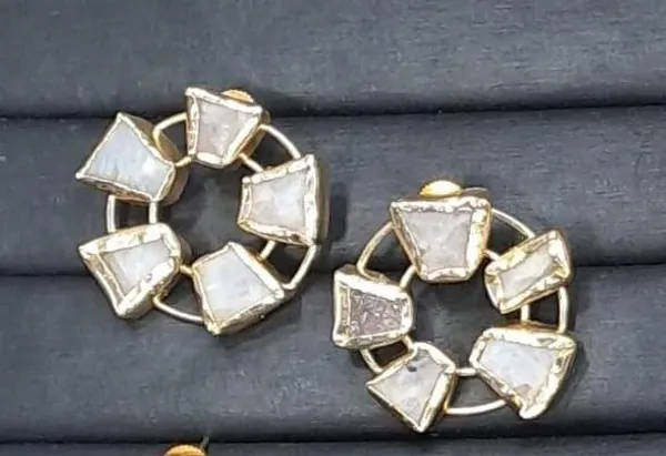 Gold___And_White_Semi_Precious_Stone_Plated_Brass_Earrings_For_Women