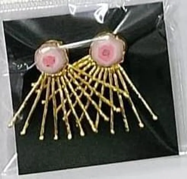 Gold___And_Pink_Plated_Brass_Semi_Precious_Stone_Earrings_For_Women