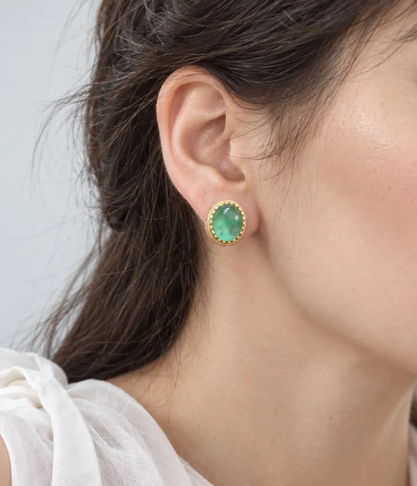 OVIZ_Verde_–_Green_Oval_Stud_Handcrafted_Earrings