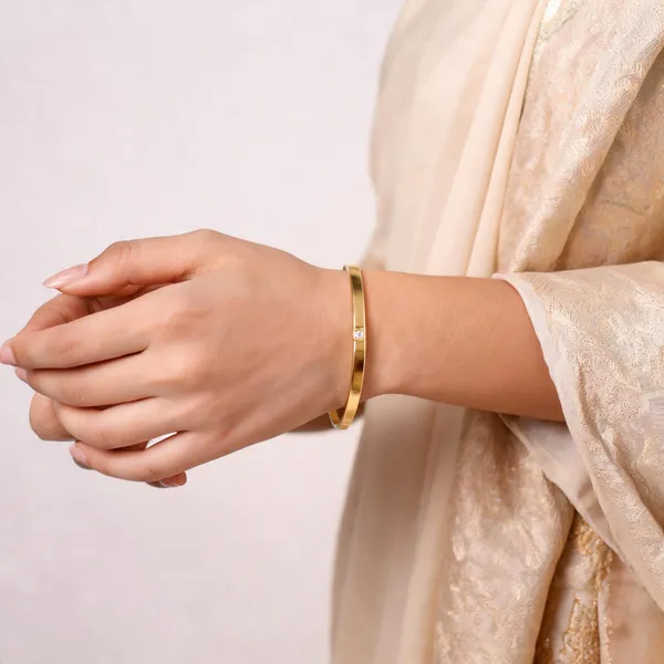 Gold_Cz_Square_Stone_Slim_Open_Bangle_For_Women