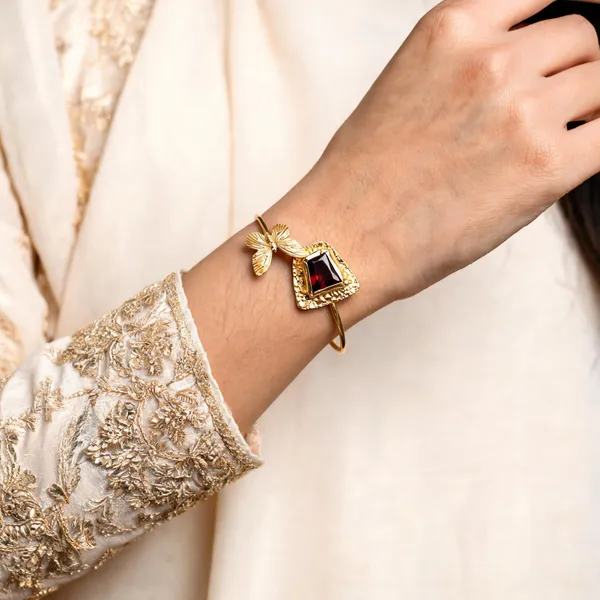 Gold___And_Red_Brass_Druzy_Semi_Precious_Stone_Bracelet_For_Women