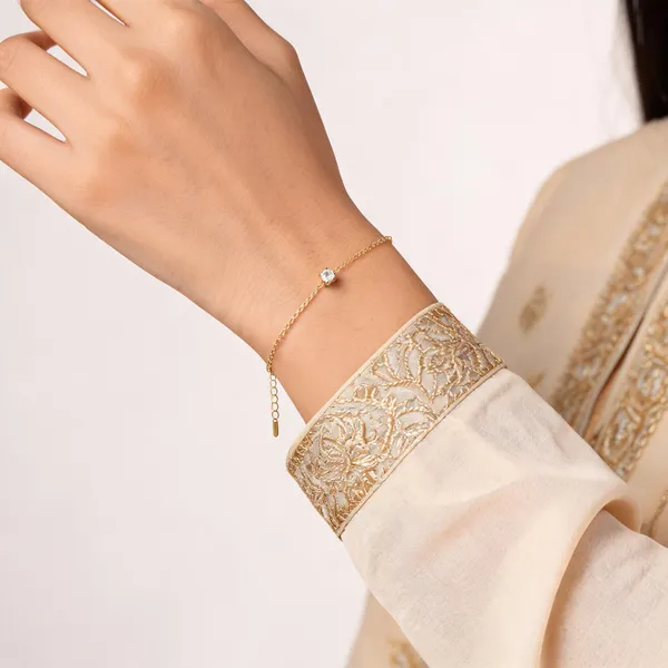 Gold_Gold-Plated_Cz_Accent_Chain_Anklet_For_Women