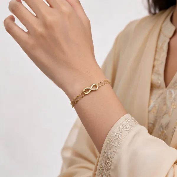 Gold_Gold-Plated_Infinity_Cz_Double_Chain_Bracelet_For_Women