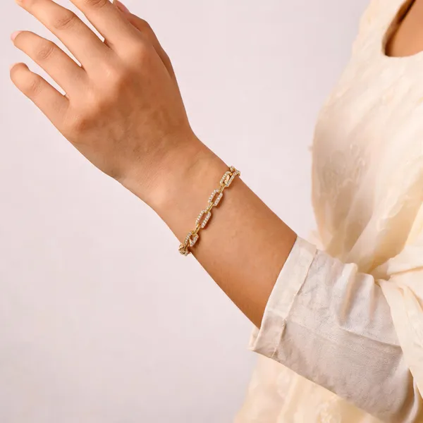 Gold_Plated_Brass_Cubic_Zirconia_Handmade_Bracelet_For_Women