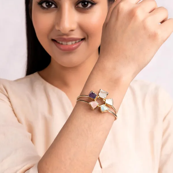 Gold_Plated_Brass_Multicolor_Semi_Precious_Stone_Bracelet_For_Women