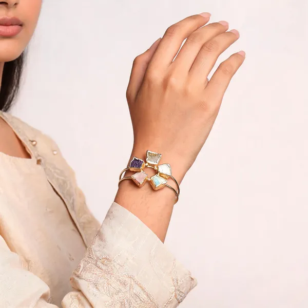 Gold_Plated_Brass_Multicolor_Semi_Precious_Stone_Bracelet_For_Women