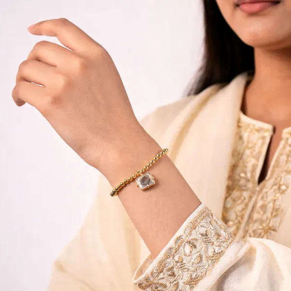 Gold_Handmade_Brass_Transparent_Stone_Bracelet_For_Women