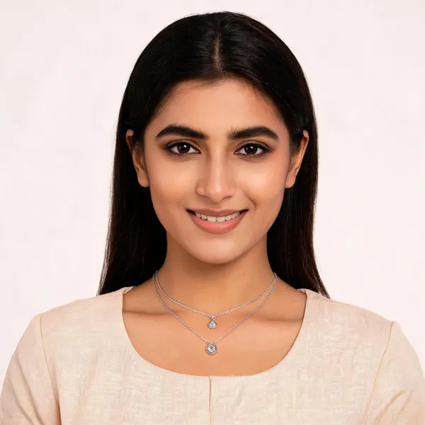 Silver_Cz_Layered_Double_Chain_Pendant_Necklace_For_Women