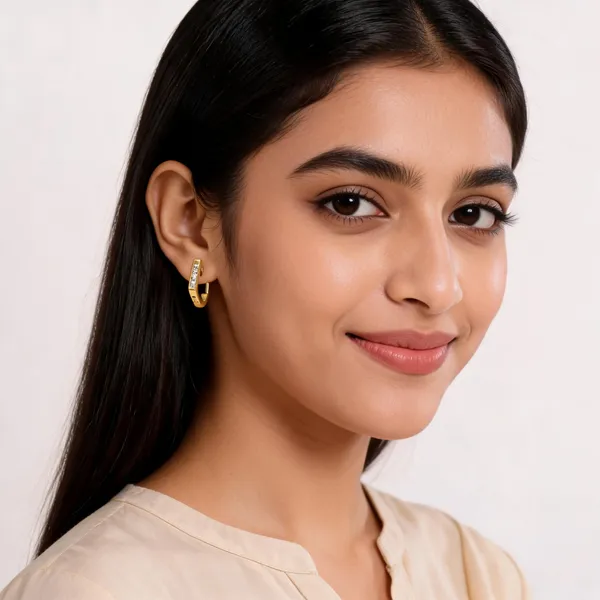 Gold_Steel_Crystal_Accent_Rectangle_Hoop_Earrings_For_Women