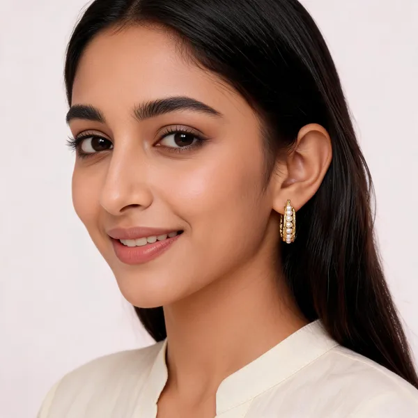 Gold_Steel_Pearl_Accent_Hoop_Earrings_For_Women