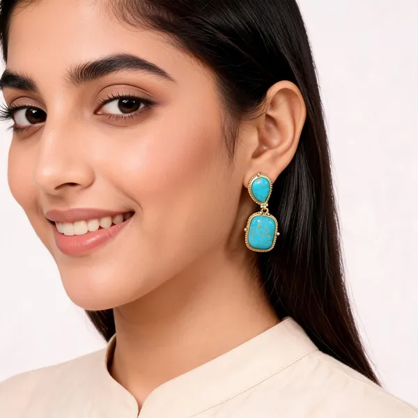 Gold___And_Turquoise_Copper_Alloy_Handmade_Earrings_For_Women