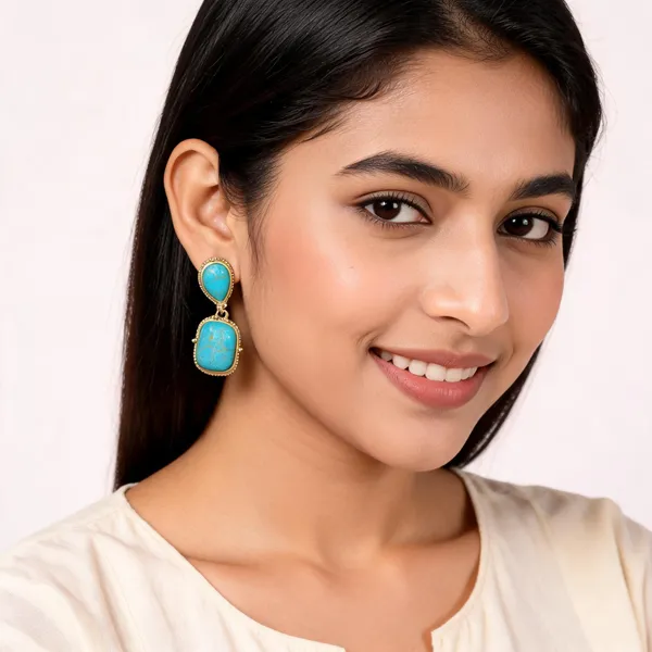 Gold___And_Turquoise_Copper_Alloy_Handmade_Earrings_For_Women