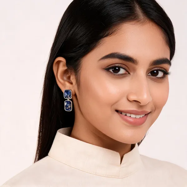 Gold___And_Blue_Plated_Brass_Semi_Precious_Stone_Earrings_For_Women