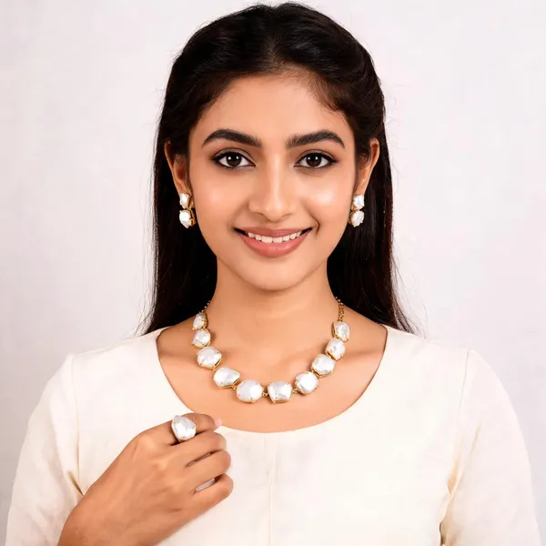 Gold_Plated_Brass_Baroque_Pearl_Necklace_Earrings_Ring_Set_For_Women