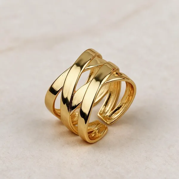 Gold_Plated_Layered_Leaf_Open_End_Ring_For_Women
