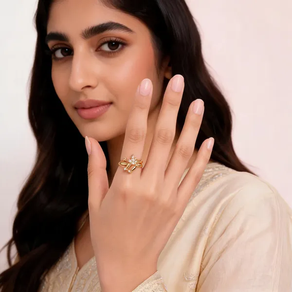 Gold_Cz_Linked_Pattern_Open_Cuff_Ring_For_Women
