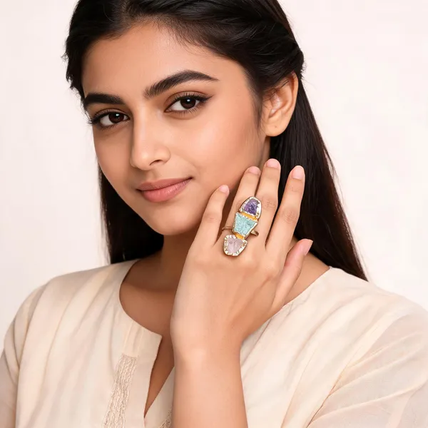 Gold_Multicolor_Semi_Precious_Stone_Plated_Brass_Ring_For_Women