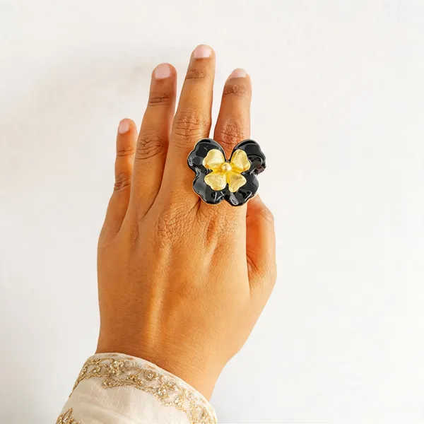 Gold___And_Black_Enamel_Gold_Plated_Brass_Ring_For_Women
