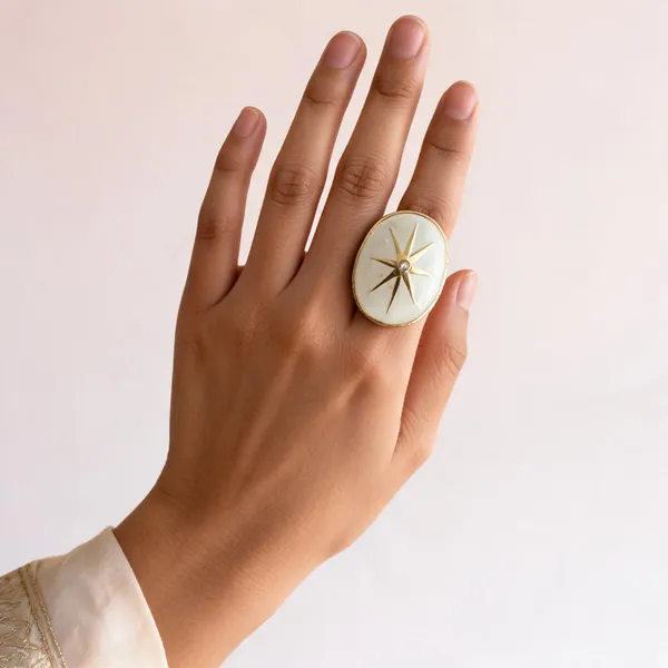 Gold___And_White_Enamel_Gold_Plated_Brass_Ring_For_Women